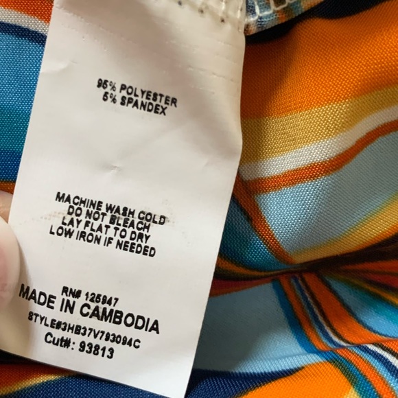 COCOMO XL 3/4 sleeve blue orange multicolored women’s pintuck Blouse top… - Picture 14 of 14